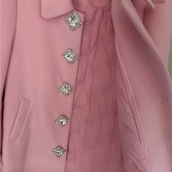 Miss Rosier Pink Coat with Jeweled Buttons - Picture 9 of 11